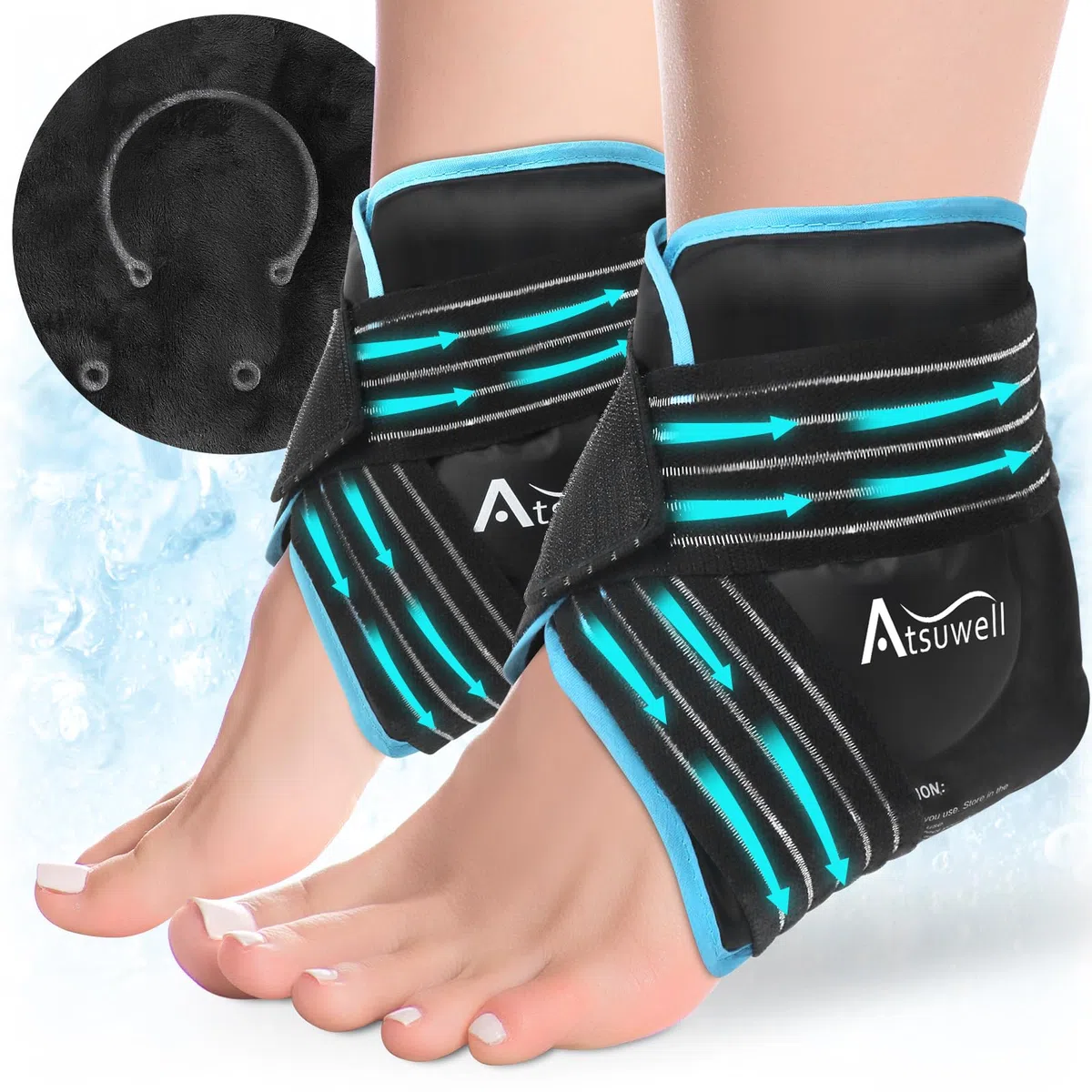 Knöchel-Eisbeutel Wrap, 2 Packungen, wiederverwendbarer Gel-Eisbeutel für Fußknöchelferse, Kältekompresse-Therapie zur Schmerzlinderung, Verletzungen, Achillessehnenentzündung, Plantarfasziitis,