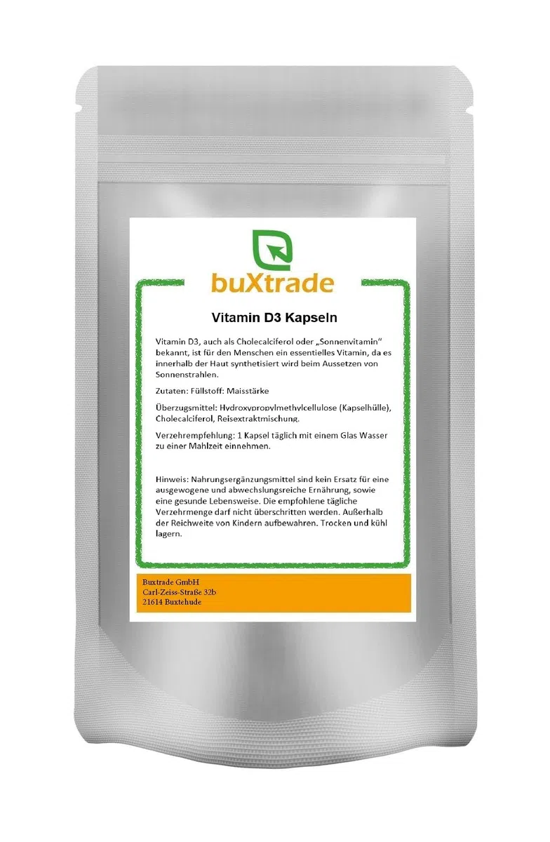 4x 500 g | Vitamin D3 Kapseln | Sonnenvitamin | Tabletten | Buxtrade