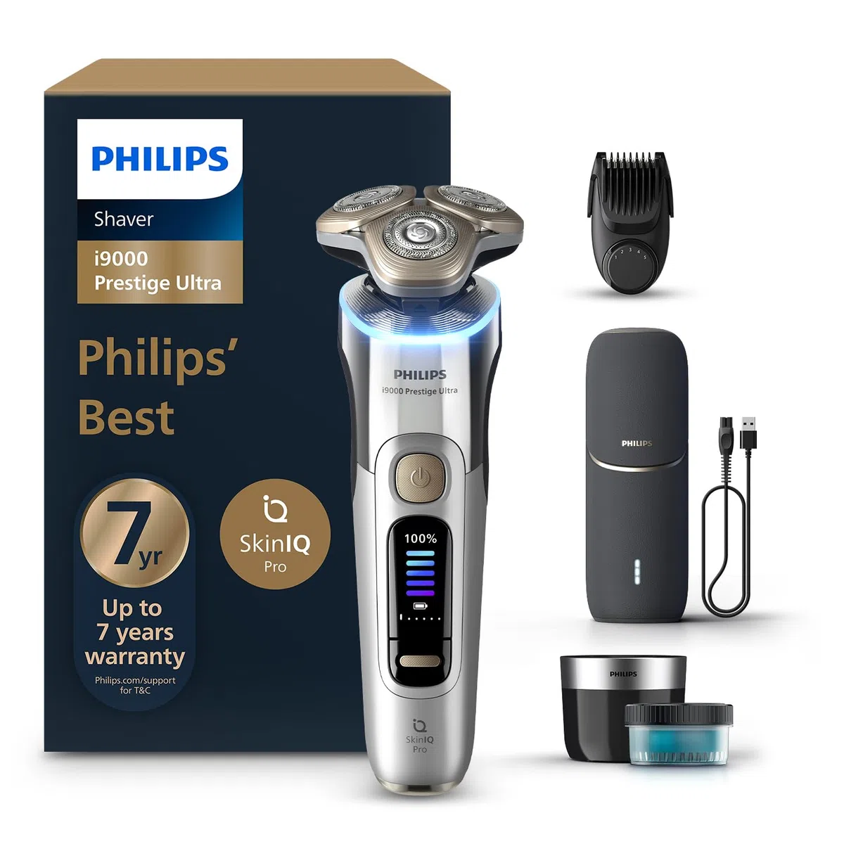 Philips i9000 Prestige Ultra XP9404/46 Rasoio elettrico Wet & Dry con SkinIQ Pro (Philips Series i9000 Prestige Ultra Wet & Dry Shaver silver)